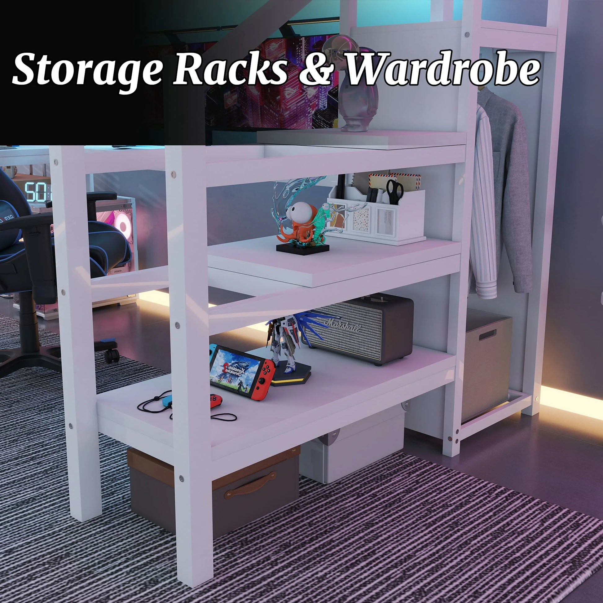 loftbedwithstorageshelvesandwardrobewhitefullsizeloftbedwithstairsstorage