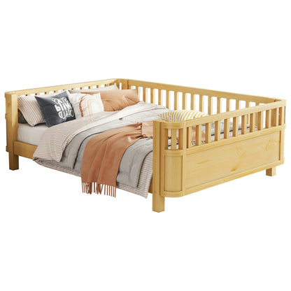 Mirightone™ Wood Montessori Beds with Rails and Slats Support, Modern Daybed Low to Ground with Removable Bed Rails for Girls Boys Bedroom Living Room （Protected by U.S. Design Patent No.D1115368）