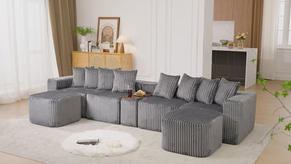 Mirightone™ 137.5" U Shaped Sofa Couch with USB, Wireless Charge & Coffee Table