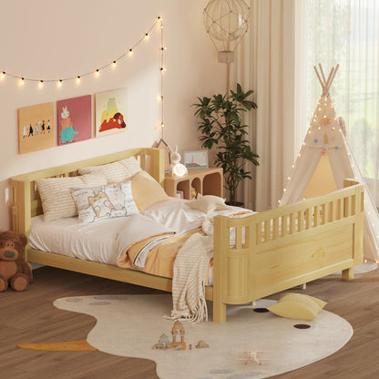 Mirightone™ Wood Montessori Beds with Rails and Slats Support, Modern Daybed Low to Ground with Removable Bed Rails for Girls Boys Bedroom Living Room （Protected by U.S. Design Patent No.D1115368）