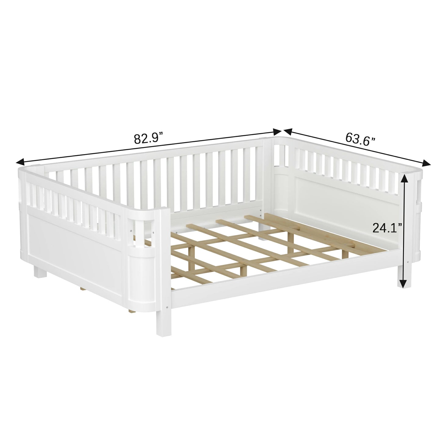 Mirightone™ Wood Montessori Beds with Rails and Slats Support, Modern Daybed Low to Ground with Removable Bed Rails for Girls Boys Bedroom Living Room （Protected by U.S. Design Patent No.D1115368）