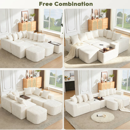 Mirightone™ 137.5" U Shaped Sofa Couch with USB, Wireless Charge & Coffee Table