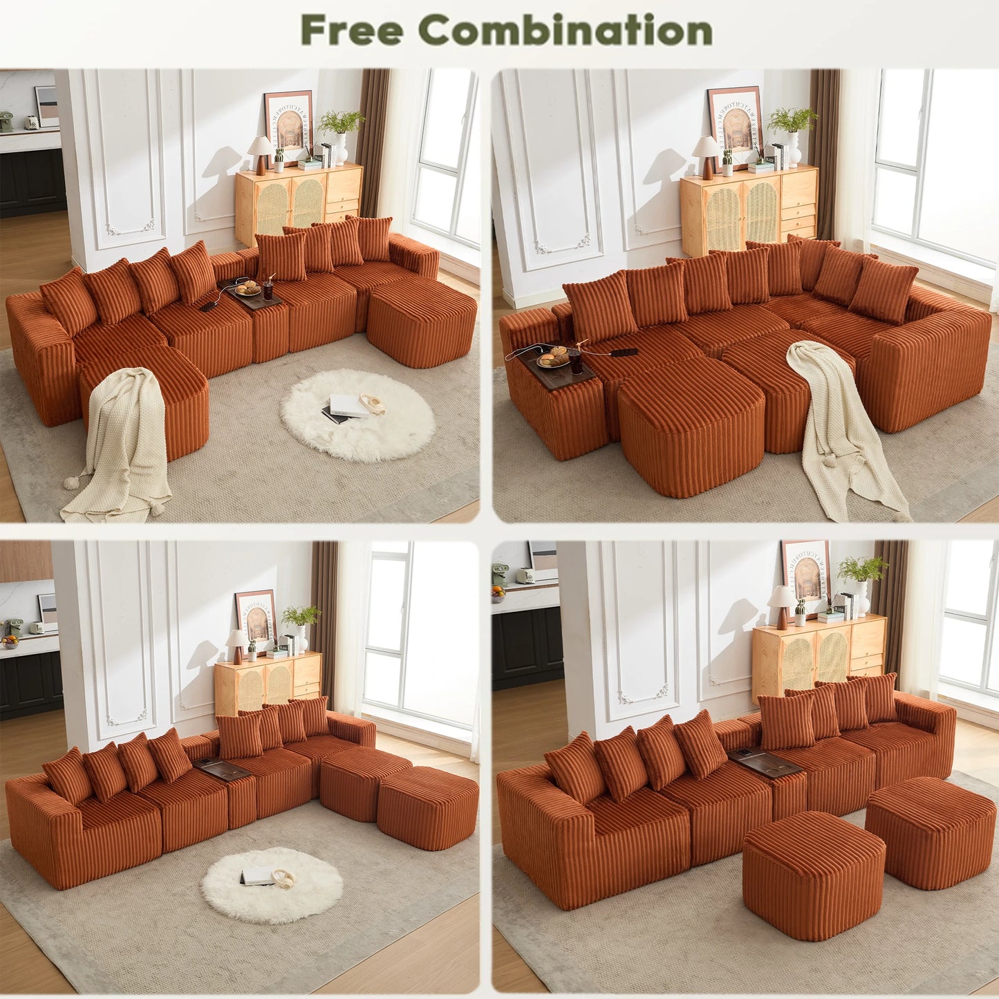 the_orange_modular_sofa_in_multiple_free-combination_layouts_highlighting_its_flexible_design_that_can_be_arranged_for_lounging_entertaining_or_everyday_family_use.