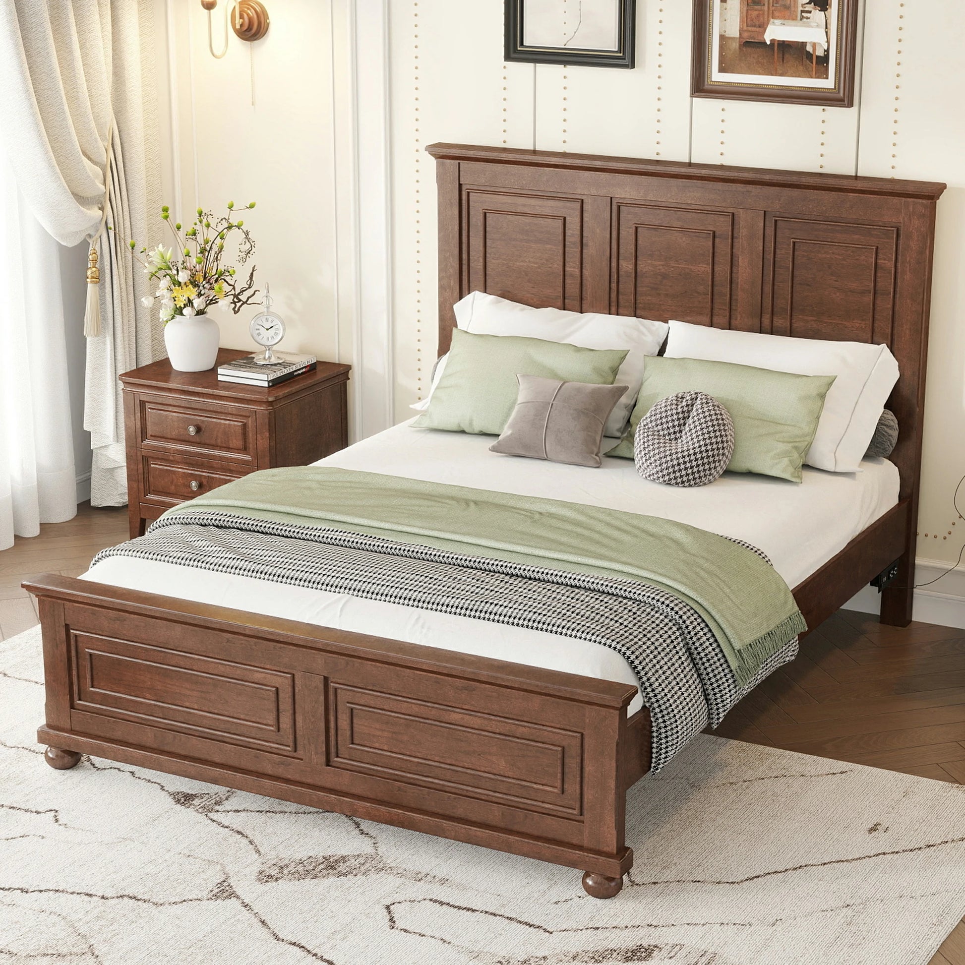 traditional-american-queen-wood-bed-with-nightstand-bedroom-layout