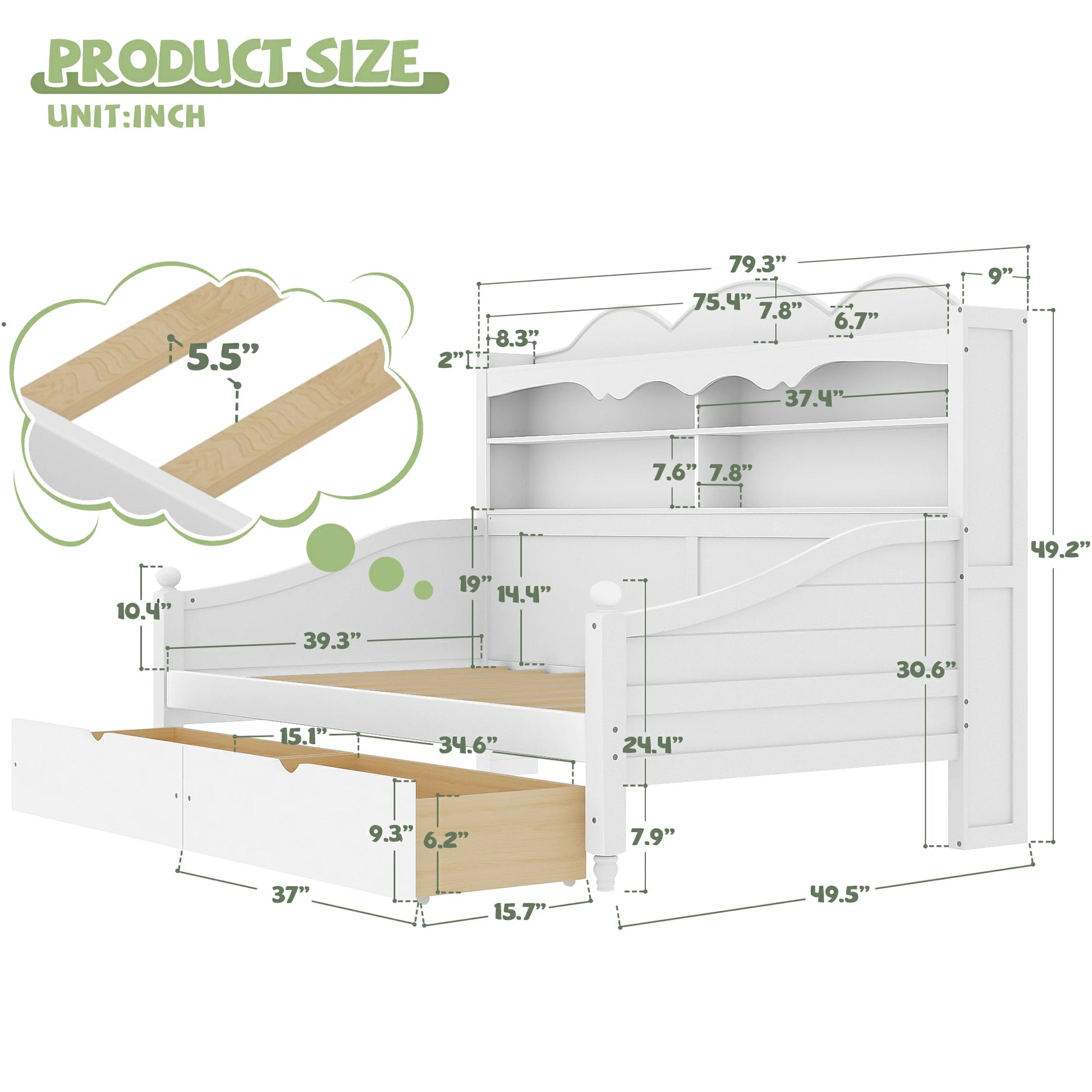 twin-daybed-size-chart-with-storage-headboard-drawers