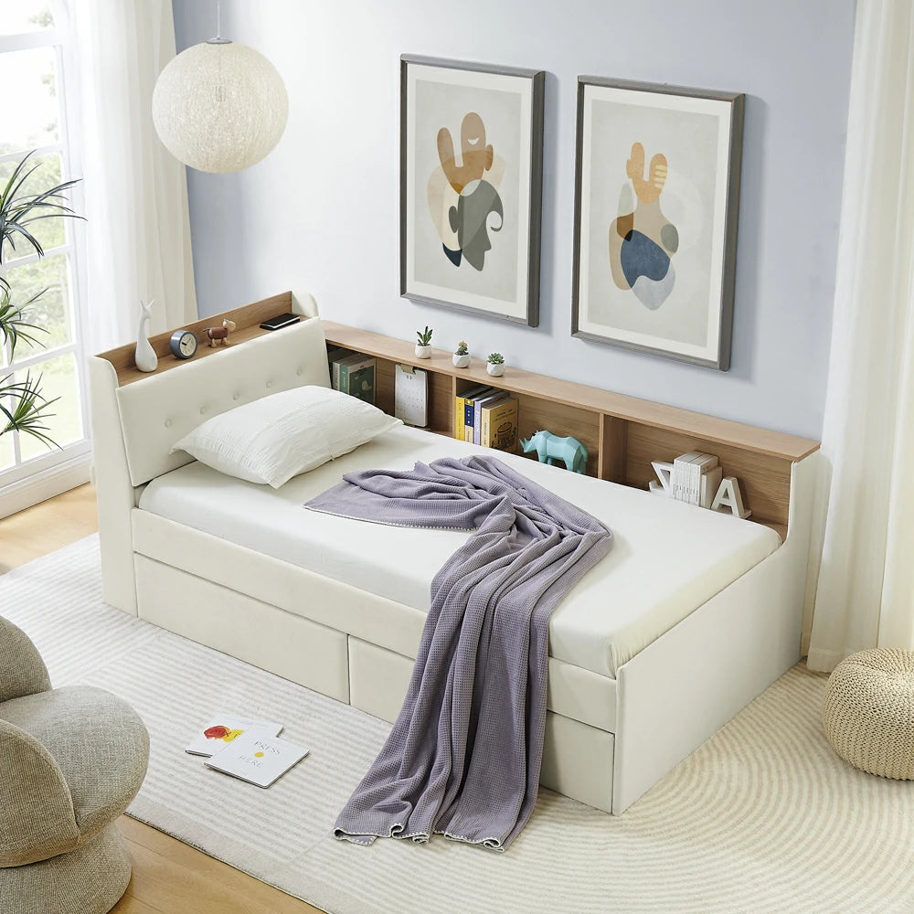 velvet-daybed-storage-headboard-shelves-modern-bedroom