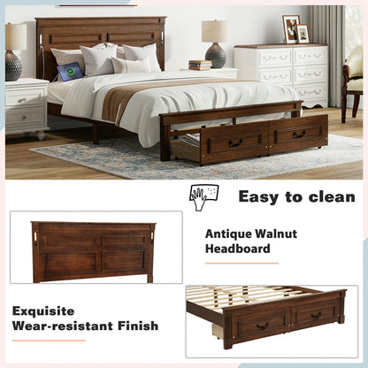 Mirightone ™ Queen Size Bed Frame with 2 Storage Drawers, Strengthened Frame.