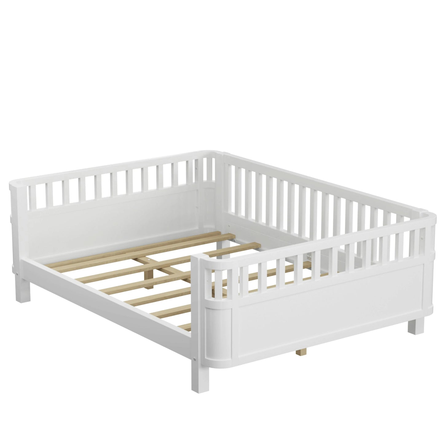 Mirightone™ Wood Montessori Beds with Rails and Slats Support, Modern Daybed Low to Ground with Removable Bed Rails for Girls Boys Bedroom Living Room （Protected by U.S. Design Patent No.D1115368）