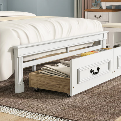 Mirightone ™ Queen Size Bed Frame with 2 Storage Drawers, Strengthened Frame.