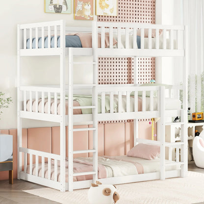 white-triple-bunk-bed-with-ladder-and-guardrails