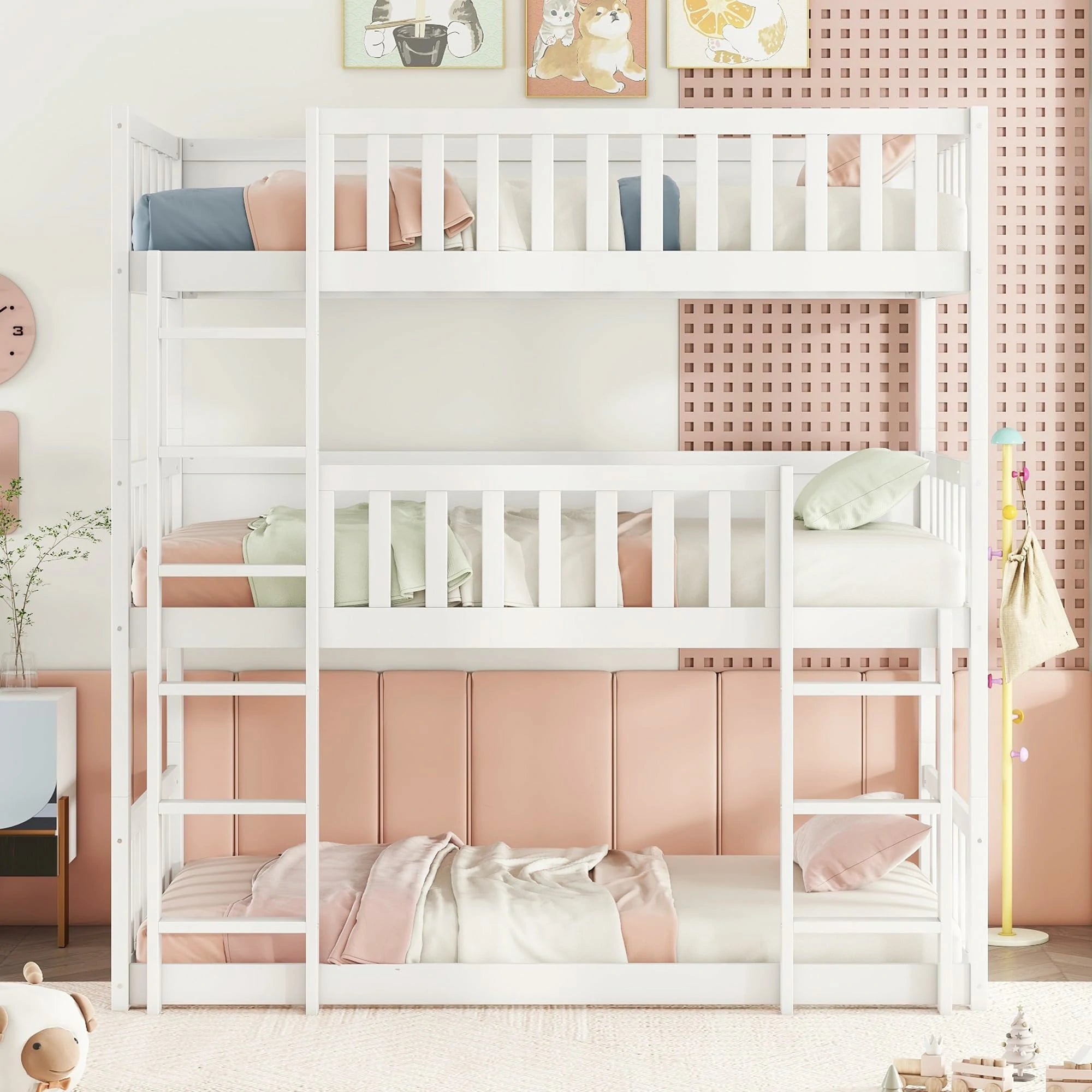 white-triple-bunk-bed-with-ladders-and-safety-guardrails.