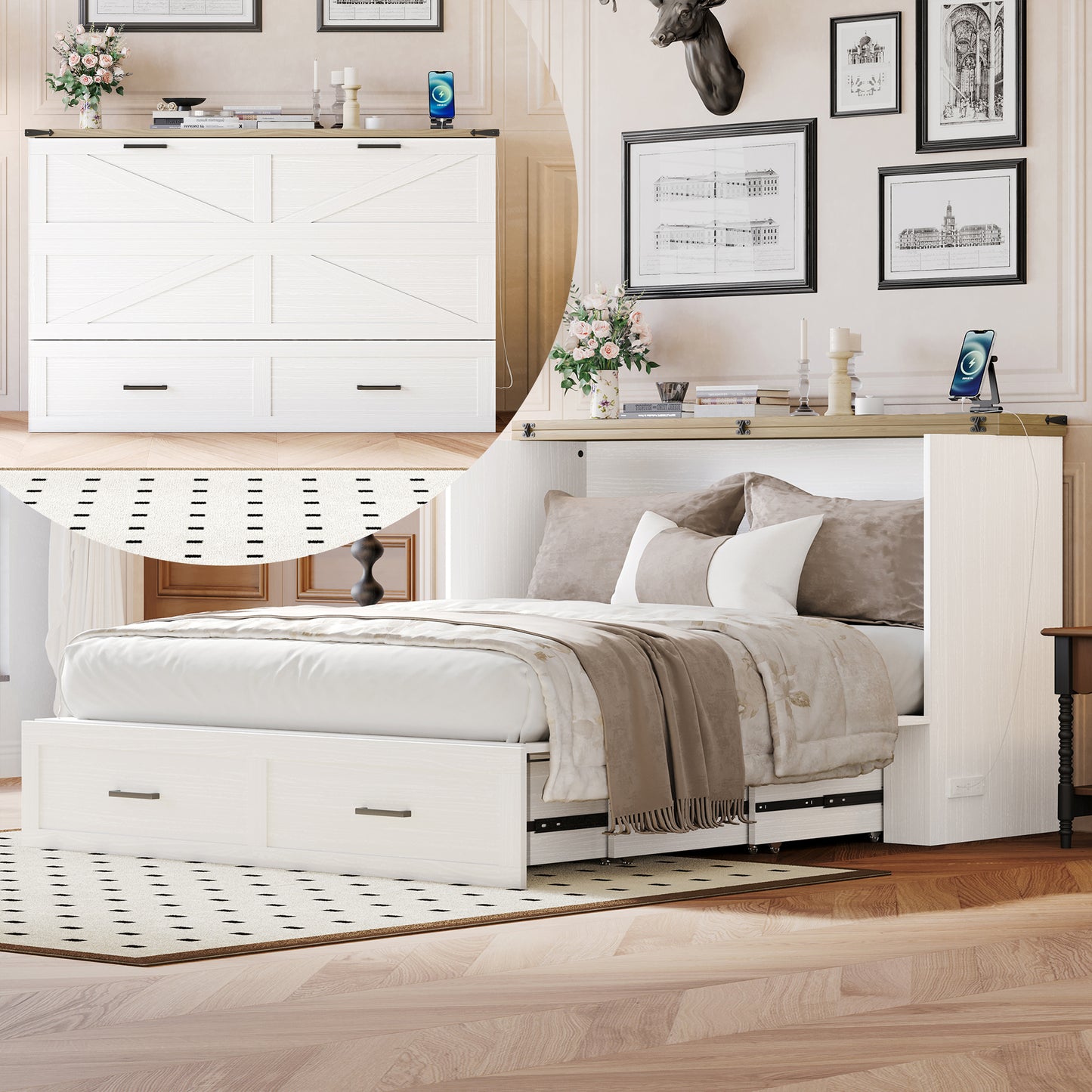 whitecabinetbedopenandclosedcomparisonspacesavingfurniture