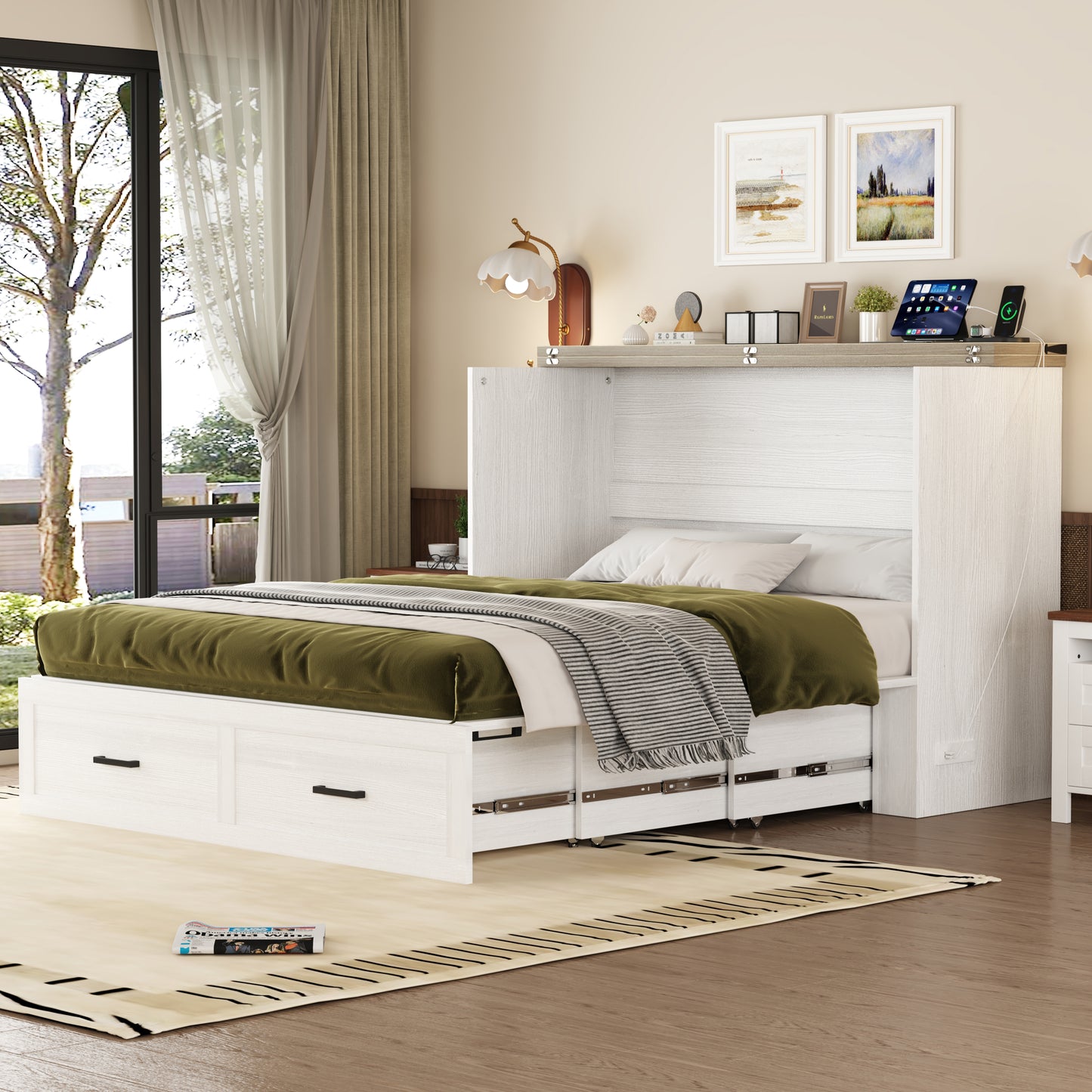 whitefarmhousemurphybedinmodernbedroomspacesavingfurniture