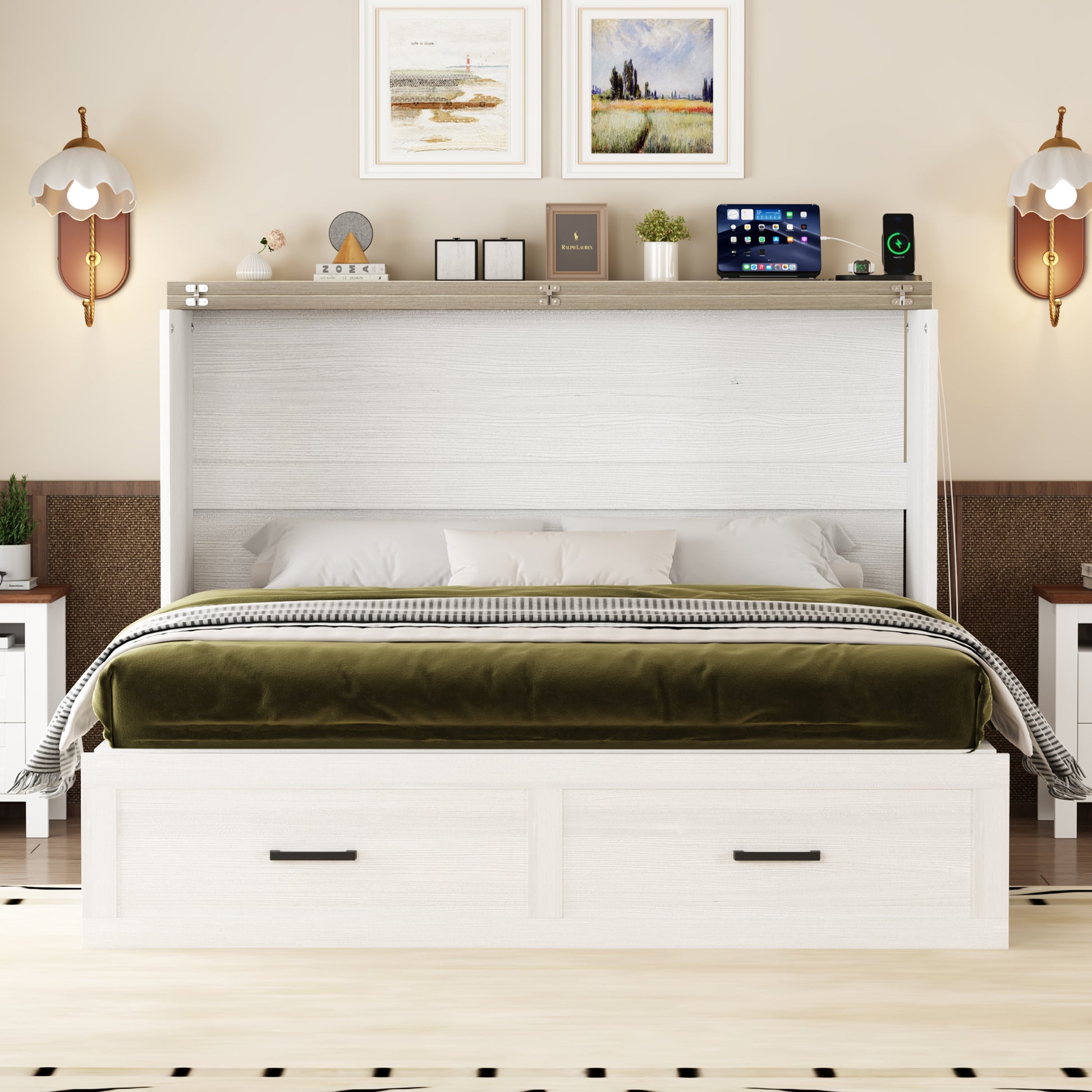 whitemurphycabinetbedopenqueensizespacesavingbed